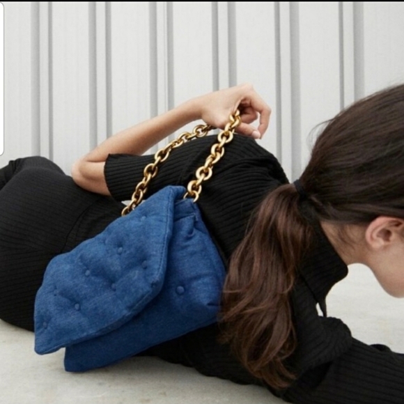 Zara Handbags - Zara quilted Denim crossbody bag